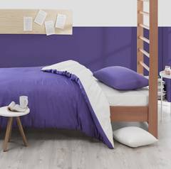 3-teiliges Set Einzelbettwäsche Noctis doppelseitig Baumwolle Polyester Violett Creme