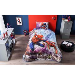 Parure de lit simple 4 pièces Noctis 100% Coton Motif Spiderman Multicolore
