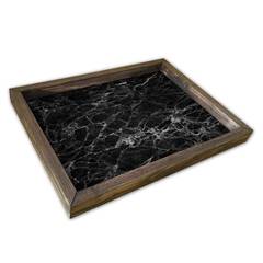 Tablero rectangular con fondo de impresión mineral agrietado Caupona 30 x 40 cm Pino MDF Negro 