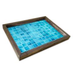 Mesa rectangular con base de azulejos Caupona 30 x 40 cm Pino MDF Azul