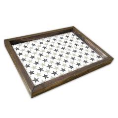 Tablero rectangular con fondo estampado de estrellas Caupona 30 x 40 cm Pino MDF Tonos de gris 