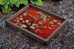 Plateau de table rectangle fond imprimé cerisier Caupona 40x50x6cm Bois Multicolore
