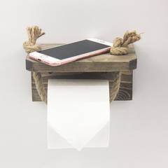 Handdoekenrek met plank Crieu L17cm Massief hout licht en touw Beige