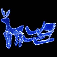 Renne et son traîneau de Noël lumineux Karmal mailles Métal Blanc 432 LED Bleu