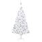 Albero di Natale artificiale Auris bianco H210cm con LED e palline argentate
