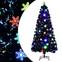Sapin de Noël artificiel Fiona H150cm Noir et fibre optique avec étoiles Multicolore