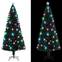 Albero di Natale artificiale Fiona H210cm Verde scuro e fibra ottica con pigne Multicolore