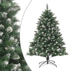Sapin de Noël artificiel Lucia H150cm Vert blanchi et pommes de pin