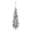 Künstlicher Weihnachtsbaum schlank Pine H240cm Grün beflockt LED Deko und Kugeln Roségold