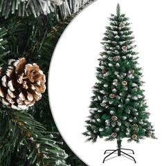 Ducru kerstboom groen met sneeuw D55xH120cm met bruine dennenappels