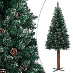 Emile Groene Kerstboom D66xH150cm met dennenappels en massief houten standaard