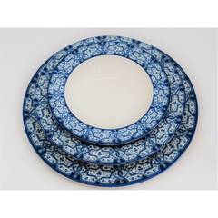 Service de table 24 pièces Audah 100% Porcelaine Motif Orientale Bleu et Blanc