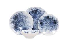 Vajilla de porcelana de 24 piezas de Luvedique con flores azules y blancas