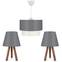 Set di 2 lampade da tavolo con treppiede e 1 lampada a sospensione Linya in legno naturale e tessuto grigio scuro
