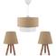 Set di 2 lampade da tavolo con treppiede e 1 sospensione Linya in legno naturale e tessuto nero