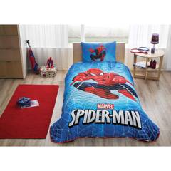 Set couvre-lit 160x220cm et taie d'oreiller 50x70cm Noctis Tissu Motif Spiderman Multicolore