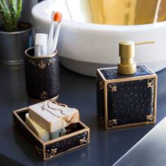 Akachi Juego de accesorios de baño de poliresina de 4 piezas Negro y dorado