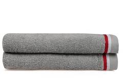 Set de 2 serviettes essuie-main broderies thème marin Anchora 50x90cm 100% Coton Gris