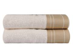 Set de 2 serviettes essuie-main grand liteau broderie arbre Apparatum 50x90cm 100% Micro Coton Blanc créme Blanc