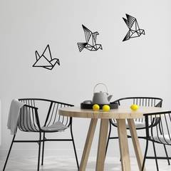 Set de 3 décorations murale Skylar Motif Oiseaux origami Bois Noir