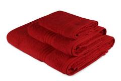Set de 3 serviettes SIcco 100% Coton Rouge