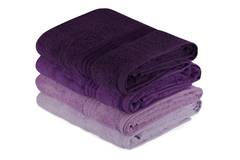 Set van 4 Vitta 3-lijns geborduurde handdoeken 70x140cm 100% katoen tint Violet