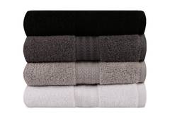 Juego de 4 toallas bordadas tema marino Anchora 50 x 90 cm 100% algodón tono gris