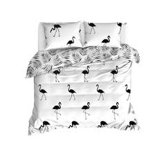 Unifarbenes 3-teiliges Bettdecken-Set Noctis aus verstärkter Baumwolle weiß-schwarz