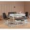 Set table et chaise 5 pièces extensible Malva Bois Blanc et Tissu Anthracite