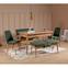 Set table et chaise 5 pièces extensible Malva Bois Pin et Tissu Vert