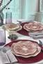Set vaisselle service dîner 24 pièces Murrina 100% Porcelaine Rouge sur Blanc
