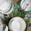 Set vaisselle service dîner 24 pièces Murrina Céramique Motif Linge Vert