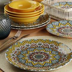 Set vaisselle service dîner 24 pièces Murrina Fleurs 100% Porcelaine Multicolor