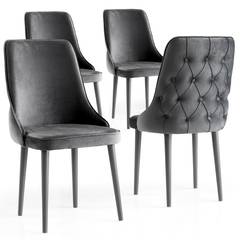 Set van 4 Eoin Velvet Grey gestoffeerde stoelen
