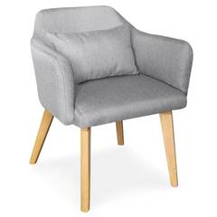 Scandinavische Shaggy stoel / fauteuil lichtgrijze stof