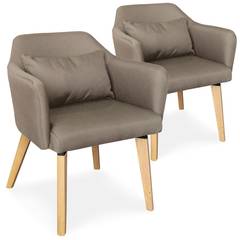 Lot de 2 chaises / fauteuils scandinaves Shaggy Tissu Taupe