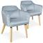 Lot de 2 chaises / fauteuils scandinaves Shaggy Velours Bleu ciel