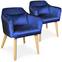 Lot de 2 chaises / fauteuils scandinaves Shaggy Velours Bleu