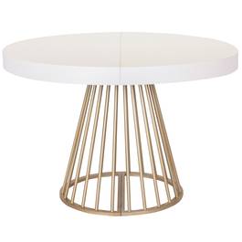 Table ronde extensible Soare Blanc pieds Or