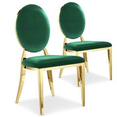 Set van 2 Sofia medaillon stoelen groen fluweel