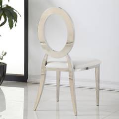 Set van 2 Sonia-stoelen van zilverkleurig metaal en wit simili