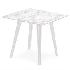 Table d'appoint magnétique carrée 40cm Bipolart Métal Blanc avec 3 Tops style Textures