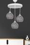 3-lichts hanglamp Brax trap D32cm Metaal Wit en Katoen Zwart en Wit