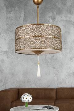 Lámpara colgante Rasvel D40cm Metal Arabesque patrón Oro
