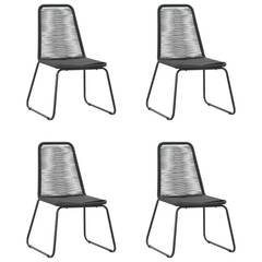 Table   4 chaises en métal avec plateau en verre Kunas Noir