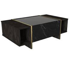 Alivo 1-deurs salontafel 103,8x60cm Bruin en zwart hout met marmer effect