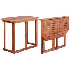 Mesa de jardín plegable Pulmonary de madera maciza 90x75cm Marrón
