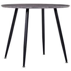 Table de salle à manger ronde Alimara D90cm Métal Noir et Bois Gris béton