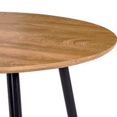 Table de salle à manger ronde Alimara D90cm Métal Noir et Bois Chêne