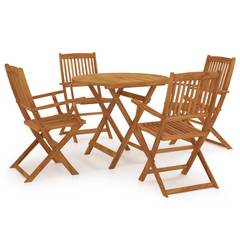 Table et 4 chaises de jardin pliables Achard Bois massif Naturel